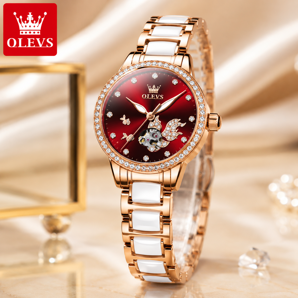 OLEVS Steel Strip Fully Automatic Mechanical Watch for Women 7001