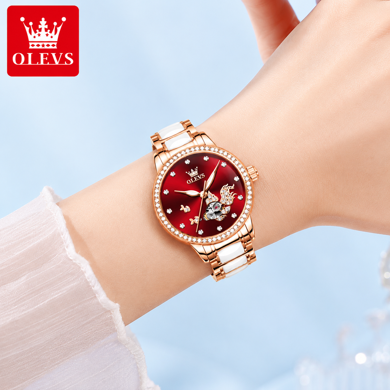 OLEVS Steel Strip Fully Automatic Mechanical Watch for Women 7001