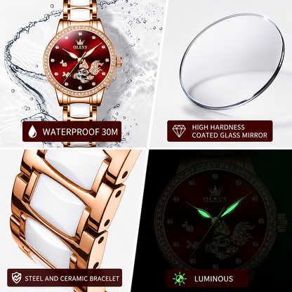 OLEVS Steel Strip Fully Automatic Mechanical Watch for Women 7001