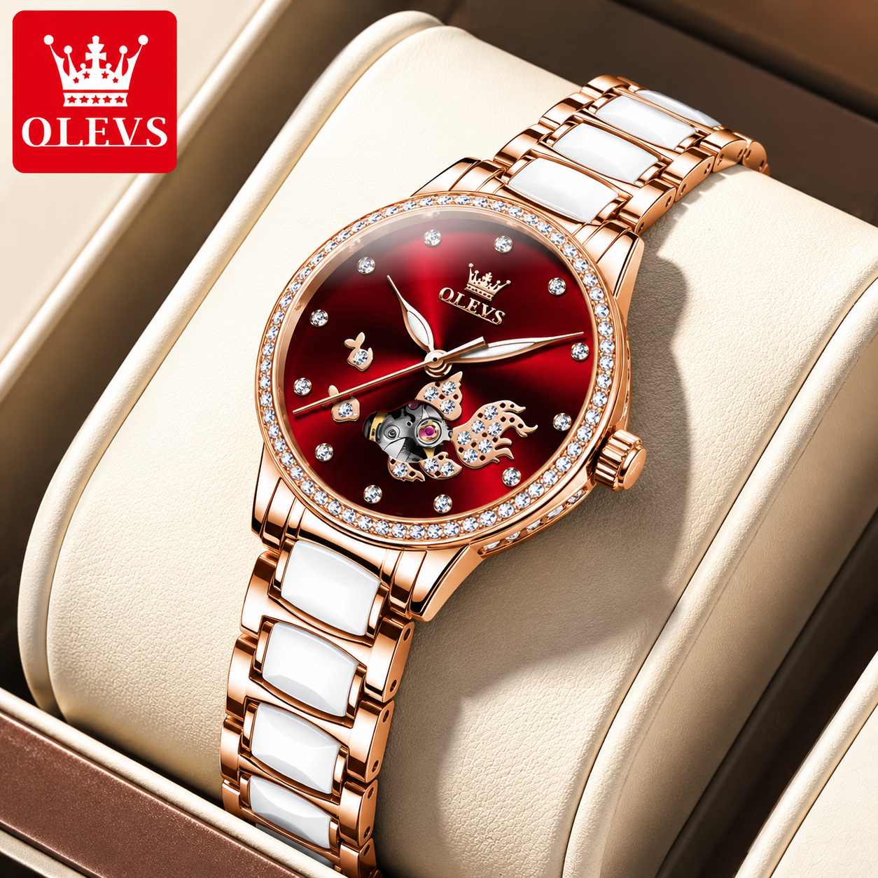 OLEVS Steel Strip Fully Automatic Mechanical Watch for Women 7001