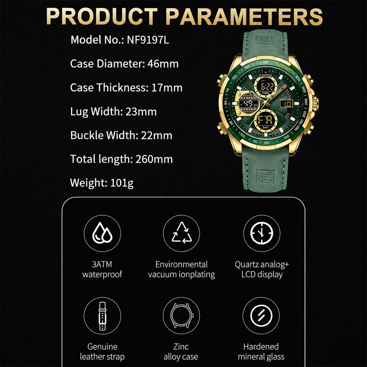 NAVIFORCE Men's Military Chronograph Watch