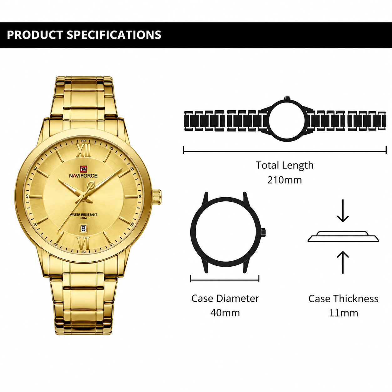 NAVIFORCE Men's Waterproof Quartz Watch