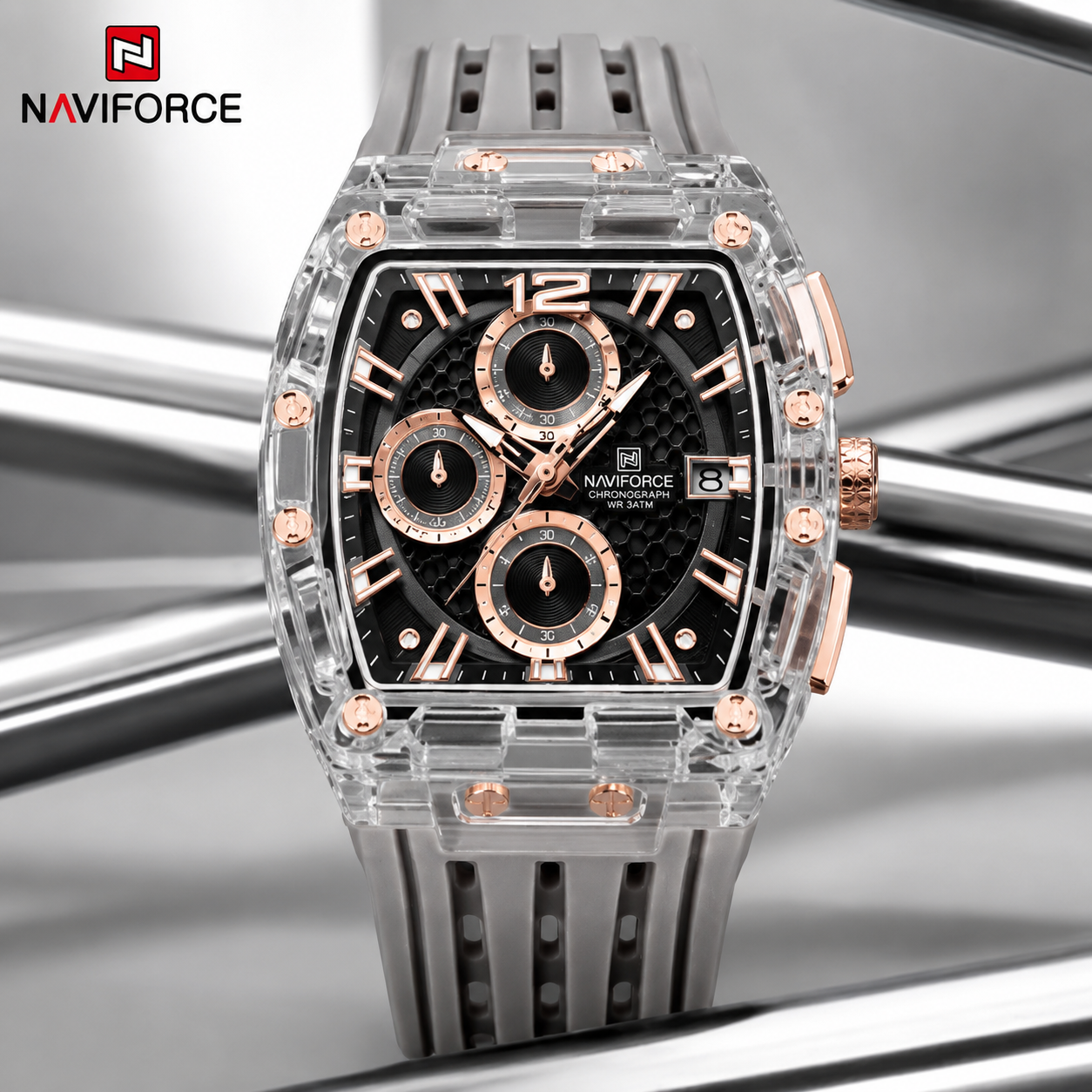 NAVIFORCE Men's Transparent Quartz Watch