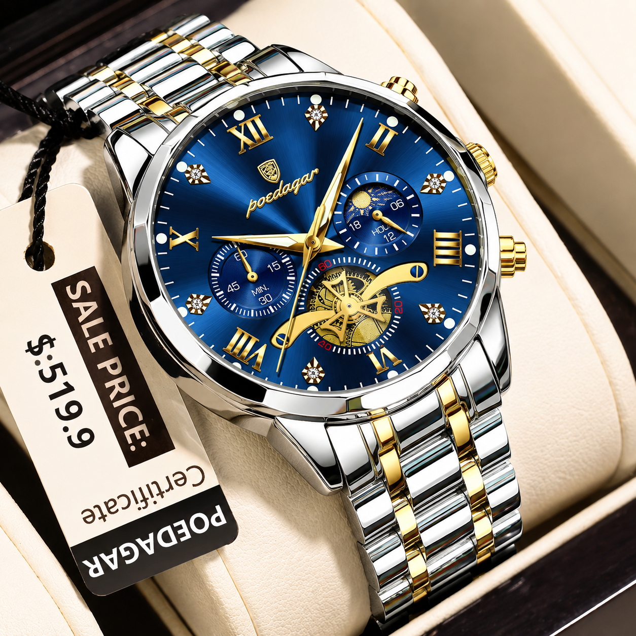 POEDAGAR Luxury Chronograph Watch.